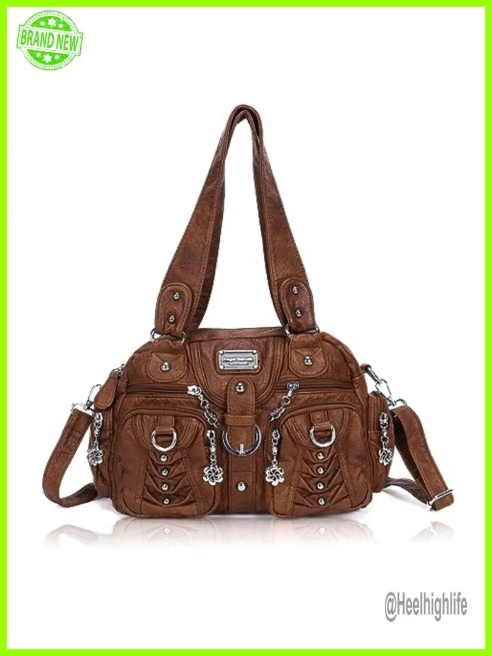 Small Hobo Crossbody Bag Vegan Leather Multi-Pocket Purse